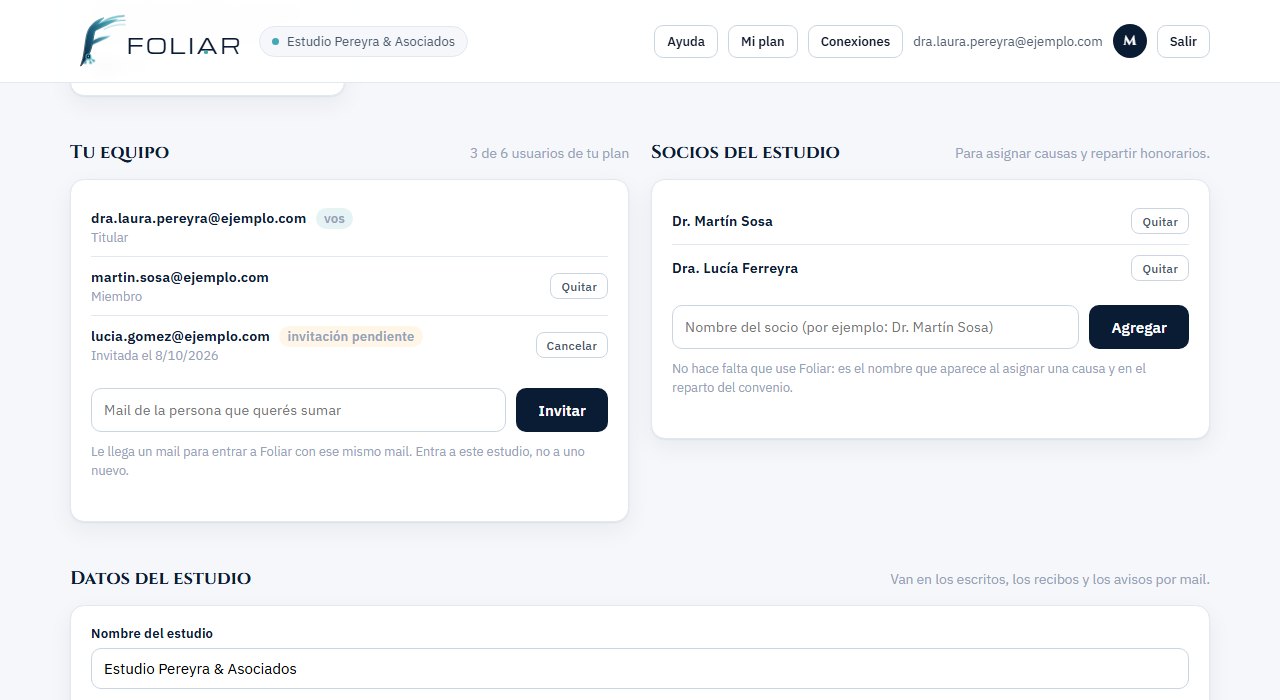 Tu equipo y los socios del estudio