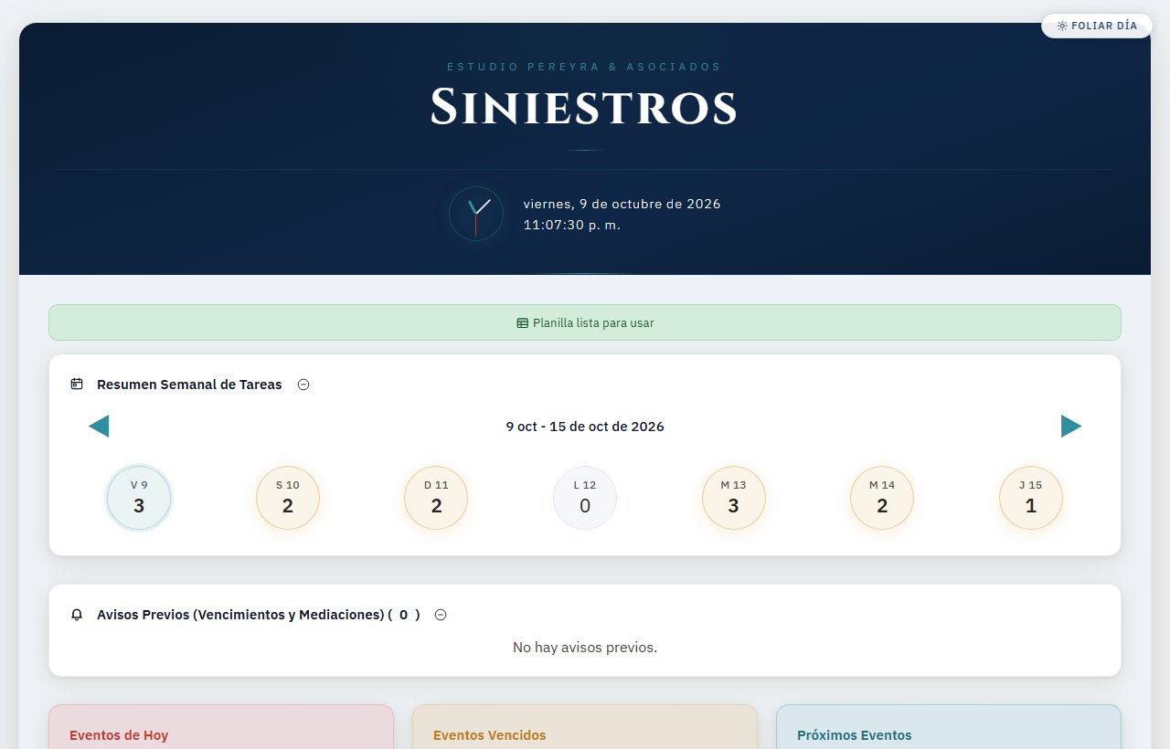 La planilla de siniestros